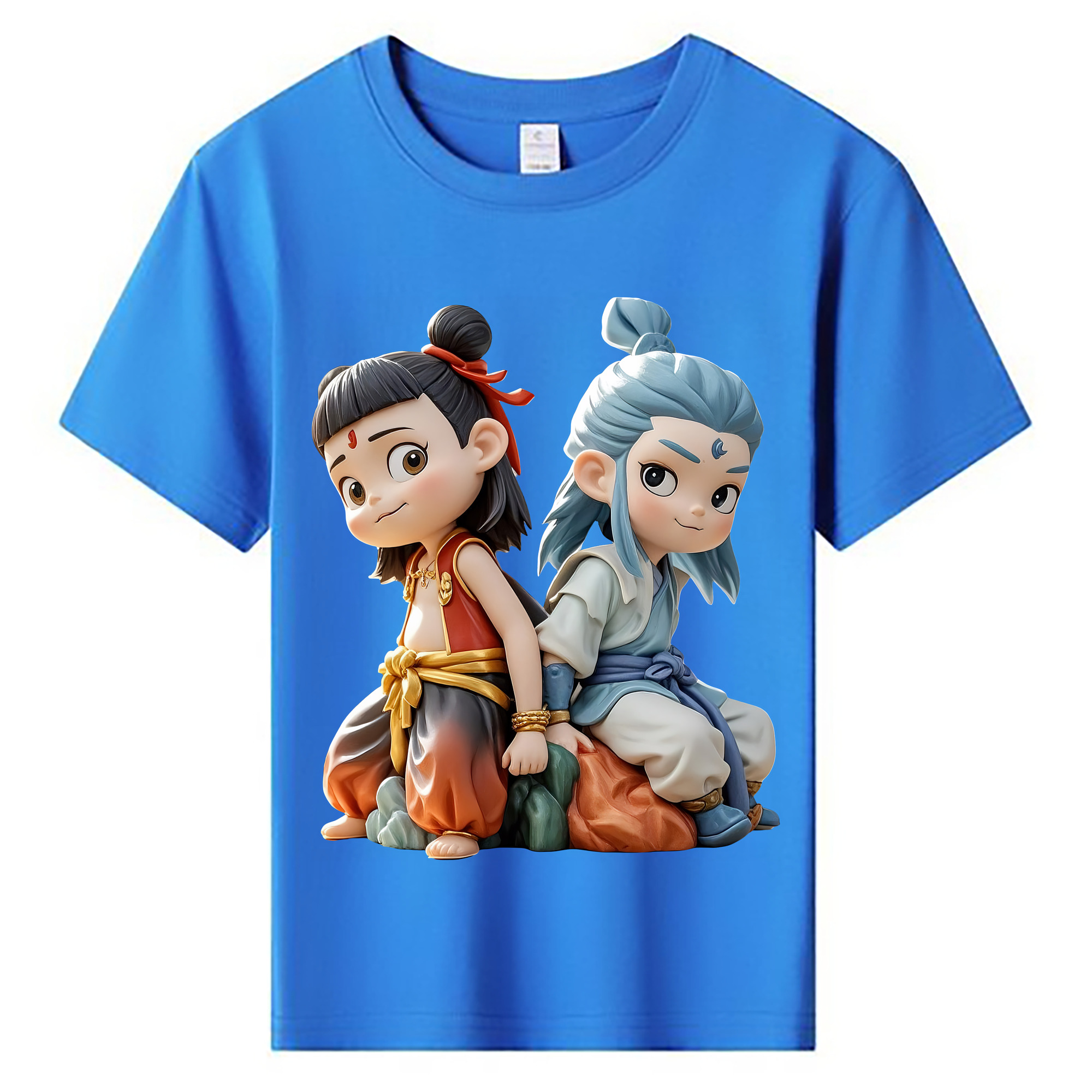 （画像用） Ne Zha 2 ナタ 魔童の大暴れ 綿100％キッズTシャツ（フロントプリント）